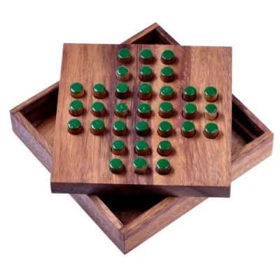 Afbeelding van LOGOPLAY Solitaire maat L Slotspel Denkspel Raadspel Geduldspel Houten Logicspel Groene oordopjes