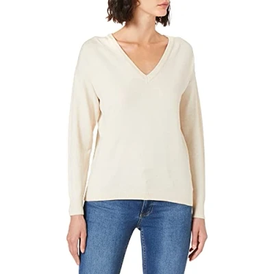 Afbeelding van Object Objthess L/S Vneck Pullover NOOS Trui, Dames, Maat: Large, Sandshell melange