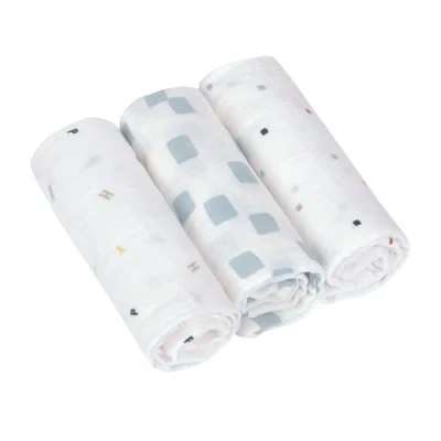 Afbeelding van Lässig Swaddle &amp; Burp Doek M GOTS (3 stuks) Happy Fruits Blue