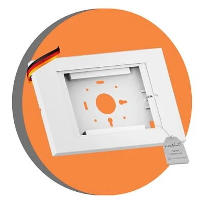 Afbeelding van PureMounts ® tablethouder met afsluitbare stalen behuizing voor iPad 5/6/7/8/9/ Air 9.7 /10.5 /10.9 /iPad /11 en Samsung Tab A 10.1 (2019) /Tab A7/S6 Lite 10.4, wit