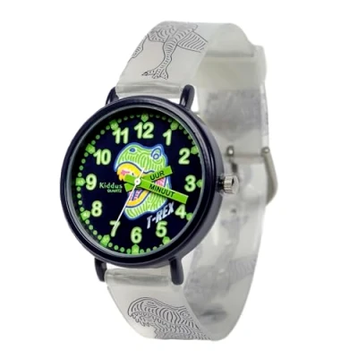 Afbeelding van Kiddus Time Teacher Dutch Horloge trex glow in the dark voor kinderen, Maat: One Size, T rex