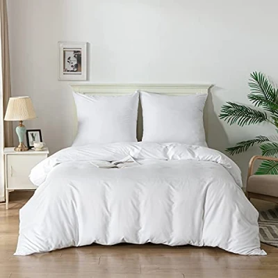 Afbeelding van Good Nite Beddengoedset, 90 g, geborsteld 3 delig, superzacht dekbedovertrek en kussensloop (wit, 200 x cm + 2 80 cm)