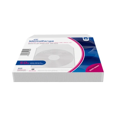 Afbeelding van MediaRange CD/DVD Plastic Hoesjes Venster Plakstrip op Flap en Rugzijde 50 Stuks
