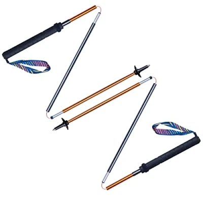 Afbeelding van AONIJIE Set van 2 opvouwbare Z wandelstokken, ultracompact, trekkingstokken voor trekking, wandelen, reizen (Goud, 120cm 2pcs)