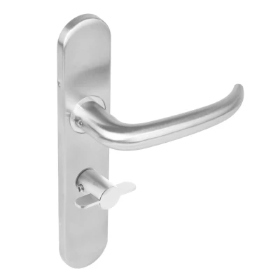 Afbeelding van Intersteel Deurkruk Sabel op schild toilet /badkamersluiting 72 mm rvs geborsteld