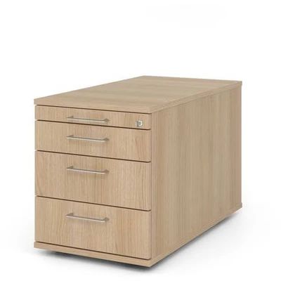 Afbeelding van SIGNA TC30 BS Rolcontainer Hout Eiken met 3 lades Metalen beugelhandgreep