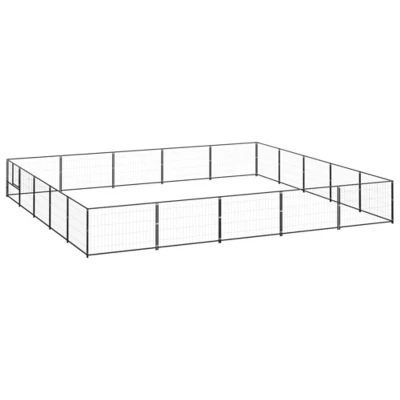 Afbeelding van vidaXL Hondenkennel 25 m² staal zwart