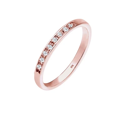 Afbeelding van Elli DIAMONDS Dames Klassiek Kostbaar met Diamant (0,04 ct.) in 925 Sterling Zilver Roségoud