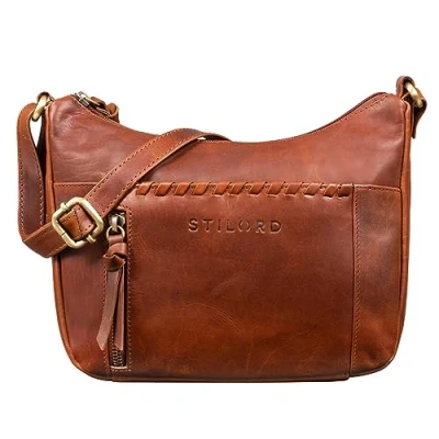 Afbeelding van STILORD &#039;Nia&#039; Dames Schoudertas Klein Leder Handtas Vrouwen Vintage Handtassen Crossbody Avondtas Vrouw Lederen Handbag Echt Leer Tas, Kleur:porto cognac