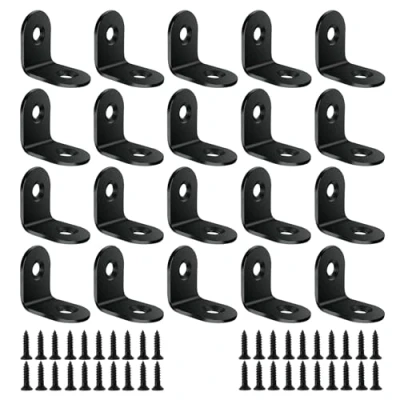 Afbeelding van BuxiuGK 20 stuks hoekklemmen, x 16 mm, roestvrij staal, L, haakse hoekverbinder, 90 graden, met 40 schroeven, zwart