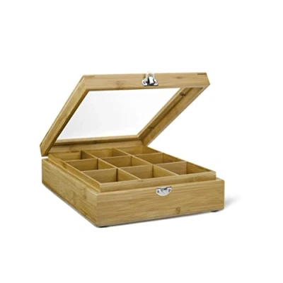 Afbeelding van Theedoos Bredemeijer Bamboo 9 Vaks Venster Bruin