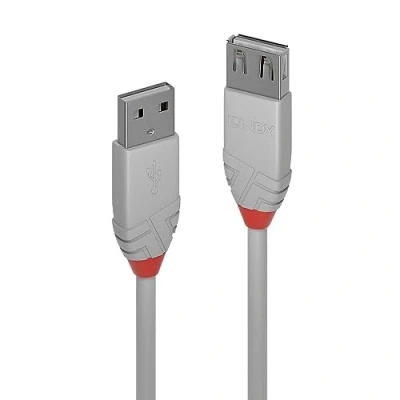 Afbeelding van LINDY USB kabel 2.0 A stekker, bus 3.00 m Grijs 36714