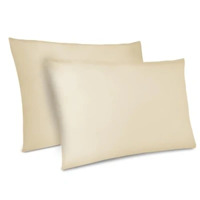 Afbeelding van Dreamzie Kussensloop 50 x 70 cm, Set van 2 Kussenslopen, Beige met Ritssluiting, Microvezel, Zacht,