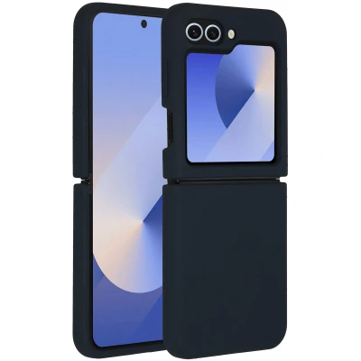 Afbeelding van Samsung Galaxy Z Flip 6 Hoesje Siliconen en TPU (zacht) Accezz Softcase/Backcover Donkerblauw Telefoonhoesje