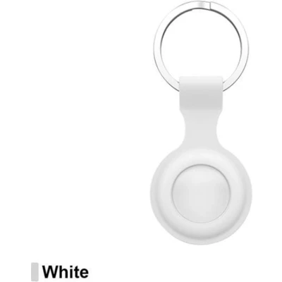 Afbeelding van beschermhoes Apple Airtag sleutelhanger Siliconen 4 stuks wit