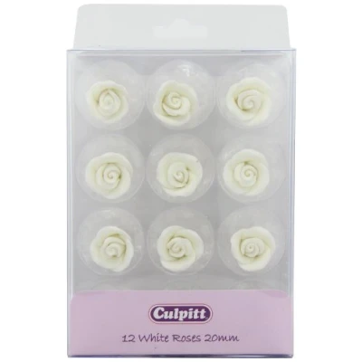 Afbeelding van Culpitt Suikerdecoratie Rozen Wit 12st.