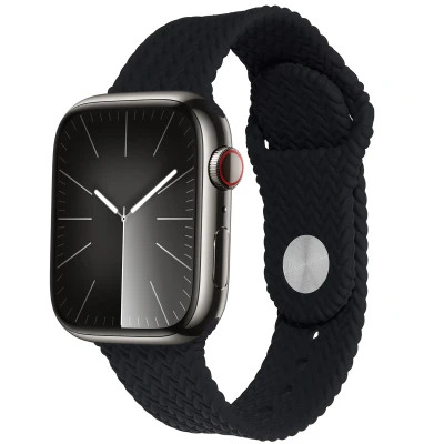 Afbeelding van Apple Watch bandje Siliconen en TPU (zacht) Zwart Geschikt voor Series1/2/3/4/5/6/7/8/9/10/SE (38/40/41 mm) Series 10 (42