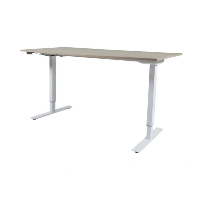 Afbeelding van Lectro Basic bureau, zit sta (69 116cm) hoogte verstelbaar dmv elektromotor met 180x80cm havana/ kersen licht 25mm blad en zwart (RAL9005) frame