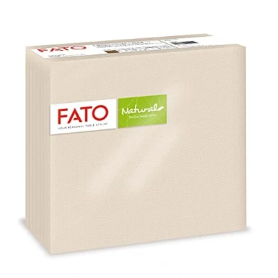 Afbeelding van Fato Natuurlijke papieren servetten voor eenmalig gebruik, 4 voudig gevouwen, milieuvriendelijk, verpakking van 40 servetten, afmetingen 38 x 38, 2 laags, 100% gerecycled papier
