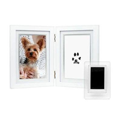 Afbeelding van Pearhead Pet Pawprints Desk Picture Frame, Memorial Keepsake, White Photo Frame voor Huisdier, Imprint Kit