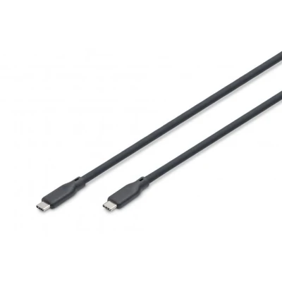 Afbeelding van DIGITUS USB 3.2 Gen2 aansluitkabel 1m Type C naar 10 Gbit/s 100W power delivery flexibele siliconen kabel Zwart voor iPad, iPhone, Android smartphones, tablets, laptops