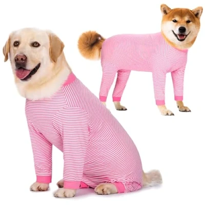 Afbeelding van Yeapeeto Hond onesie Surgery Recovery Pak voor Large Medium Bodysuit Honden Pajama&#039;s PJS Full Body Shedding, Prevent Licking, Wondbescherming, Cone Alternatief (Roze 2XL)