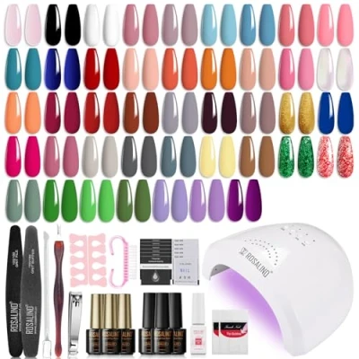 Afbeelding van ROSALIND Semipermanente nagellak, 43 kleuren, mini, roze, zwart, wit, groen, paars, blauw, glitter, semi permanente voor beginners, doe het zelf