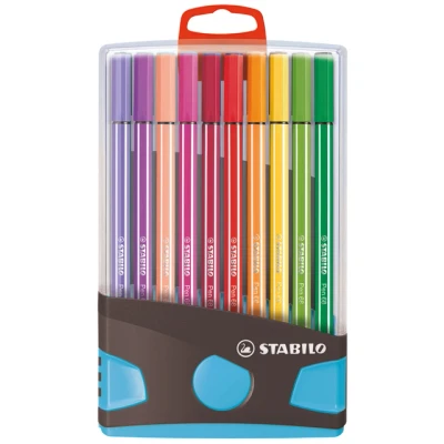 Afbeelding van Viltstift STABILO Pen 68/20 ColorParade in antraciet/turquoise etui medium assorti à 20 stuks
