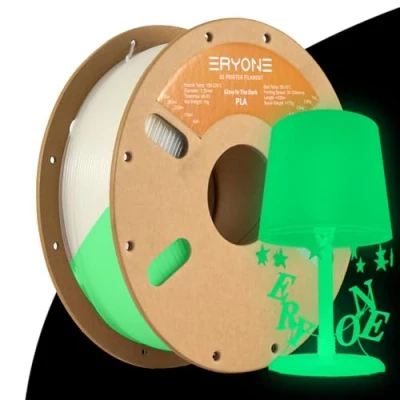 Afbeelding van ERYONE Glow PLA Filament 1.75mm +/ 0.03mm, 1kg spoel (2.2lbs) 3D printer filament, in the Dark, Green