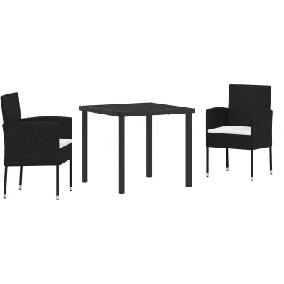 Afbeelding van vidaXL 5 delige tuindiningset met kussens zwart poly rattan