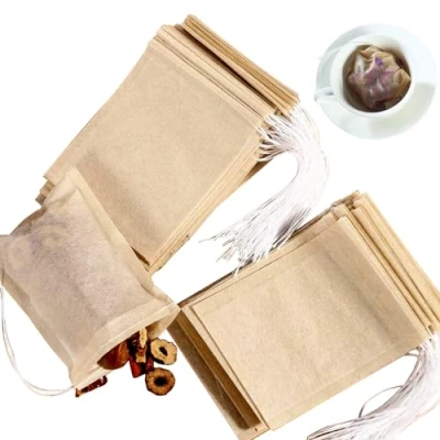 Afbeelding van NEPAK 200 stuks theefilterzakken voor losse thee, wegwerpthee infuser, lege theezakjes met trekkoord, natuurlijk houtpulpmateriaal (8 x 10 cm)