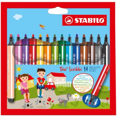 Afbeelding van Viltstift STABILO Trio Scribbi 368/14 assorti etui à 14 stuks