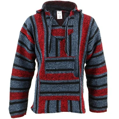 Afbeelding van Mexicaanse Baja Jerga hoodie, trui, Blauw Rood, XXL