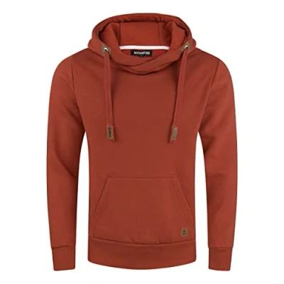 Afbeelding van riverso Hoodie voor heren RIVNiklas, regular fit, capuchontrui, sweatshirt, cross over kraag, grijs, bruin, groen, rood, blauw, zwart, beige, S, M, L, XL, XXL, 3XL, 4XL, 5XL, Rusty Oker Rood (15400),