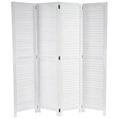 Afbeelding van Mendler Paravent HWC C30, ruimteverdeler, scheidingswand, inkijkbescherming, shabby look, vintage, 170x160cm, wit