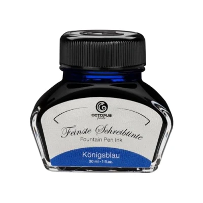 Afbeelding van 30 ml vulpeninkt (Koningsblauw) in inktglas, schrijfinkt voor vulpen, inktpot, kalligrafie inkt
