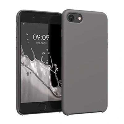 Afbeelding van kwmobile telefoonhoesje geschikt voor Apple iPhone SE (2022) / (2020) 8 7 Hoesje met siliconen coating Smartphone case in steengrijs