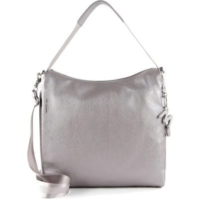Afbeelding van MANDARINA DUCK Leren Schoudertas Mellow Lux Hobo Lavender Aura Zilverkleurig