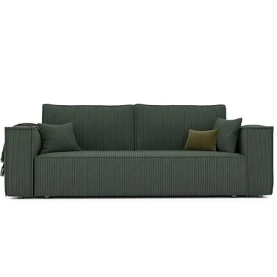Afbeelding van GREKPOL Bankje met slaapfunctie, 200 x 155 cm, Bali bank slaapfunctie en bedlade, 3 zits, slaapbank Poso 14 groen