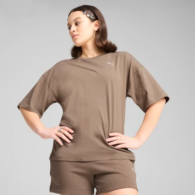 Afbeelding van Puma Wardrobe Oversized TEE Tshirt basic, Dames, Maat: XS, Totally taupe