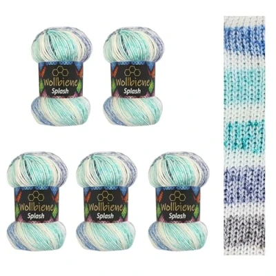 Afbeelding van Wollbiene Splash Batik Breiwol, 5 x 100 g, 500 gram met kleurverloop, antipilling, meerkleurig, kleur: 7050 cm