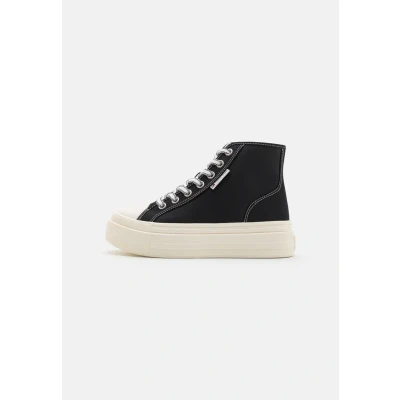 Afbeelding van Tommy Jeans Foxing Flatform Sneakers hoog, Dames, Maat: 42, Black Textiel