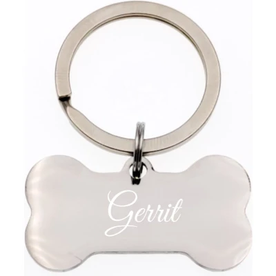 Afbeelding van Sleutelhanger Hondenbot Met Naam Gravering Gerrit