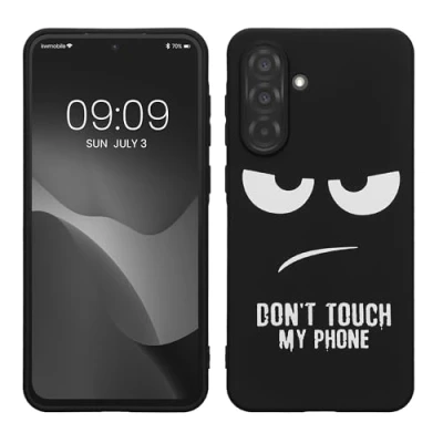 Afbeelding van kwmobile telefoonhoesje geschikt voor Samsung Galaxy A36 5G Hoesje smartphone in wit / zwart Backcover van TPU Don&#039;t Touch My Phone design
