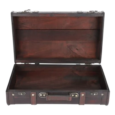 Afbeelding van Houten Koffer, Retro Vintage Stijl Koffer met Charme en Praktische Functionaliteit