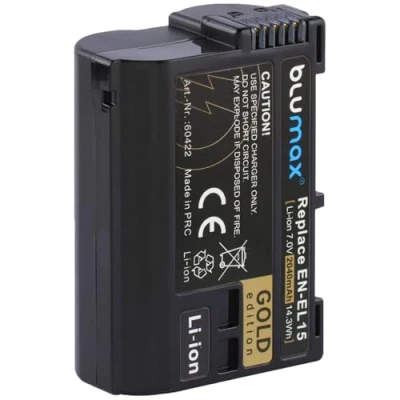 Afbeelding van Blumax GOLD Edition batterij vervangt Nikon EN EL15 EL15a EL15b EL15c 2040mAh compatibel met D780 D850 Z6 Z7 II 7.0V 14.3Wh