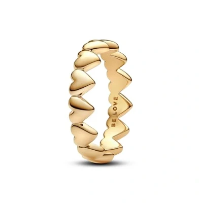 Afbeelding van Pandora 163427C00 Row of Hearts gold plated Ring 54 is maat 17.25