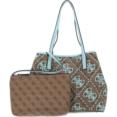 Afbeelding van GUESS Schoudertas Shopper Vikky Tote Latte Logo / Ice Blue Lichtbruin