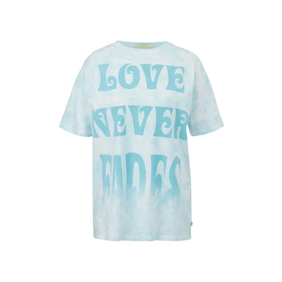 Afbeelding van QS Batik MIT Statement Tshirt print, Dames, Maat: Medium, Hellblau