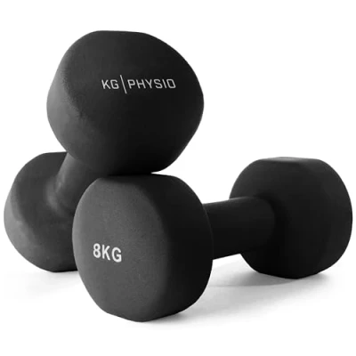 Afbeelding van KG Physio halterset met neopreencoating, zweetbestendige anti roltechnologie en A3 oefenposter, van 1 10 kg, paar halters